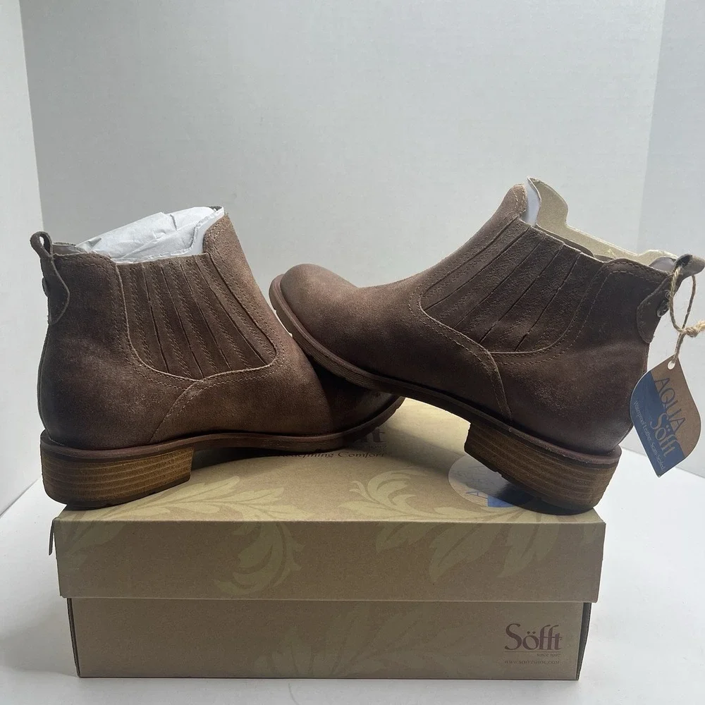 Sofft Bellis III Brown Waterproof Suede Ankle Chelsea Boots Women 10 SF0036500